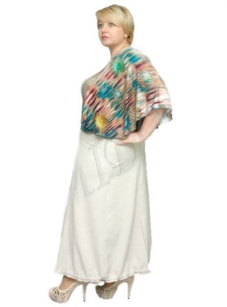 Стильная юбка из льна Арт. 5130 (цвета слоновая кость и кирпичный) Размеры 54-84