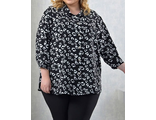 Женская Туника-рубашка большого размера арт. 119762-997 (цвет черно-белый) Размеры 58-80