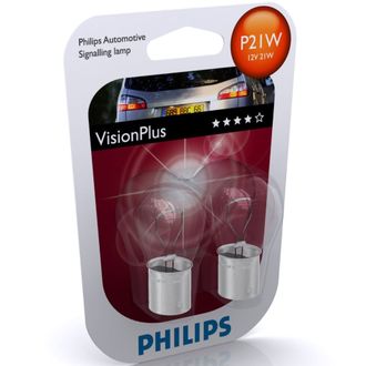 Лампа PHILIPS P21W VisionPlus 12V в блистере 2 шт.