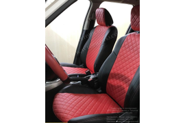 Nissan Juke (2010+) (экокожа ромб, черный+красный)