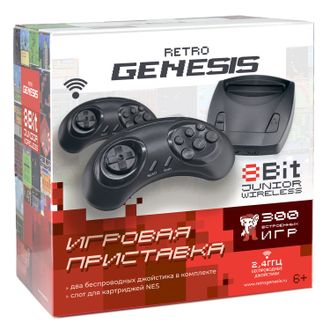 Игровая приставка Retro Genesis 8 Bit Junior Wireless + 300 игр, модель ZD-03A (AV кабель, 2 беспроводных джойстика)