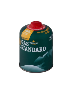 Газ для порт. плит TOURIST GAS STANDARD (TBR-450) (КОРЕЯ), метал. баллон, 450гр. резьб., (всесезонный)