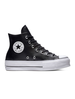 Кеды Converse Chuck Taylor All Star Platform Leather кожаные черные высокие