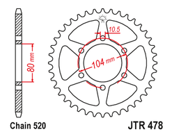 Звезда ведомая (46 зуб.) RK B4028-46 (Аналог: JTR478.46) для мотоциклов Kawasaki