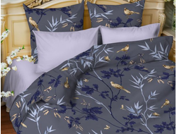 Синий двуспальный комплект постельного белья мако-сатин