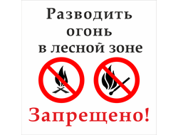 Знак &quot;Разводить огонь в лесной зоне запрещено!&quot;
