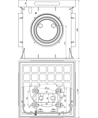 549050 Пластиковый смотровой колодец для подземного монтажа тип UF, с разделительной клеммой St/tZn 197x197x204 мм