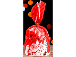 Мешок подарочный с ушками «Merry Christmas Дед Мороз и компания», 13 * 23 см,  5 штук (с клипсами)