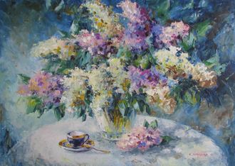 Картина Чай в сиреневом саду Круглова Светлана