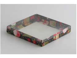 Коробка 20*20*3 см с прозрачной крышкой, рождество