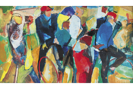 «Велосипедисты», 1980, холст, масло, 40х60