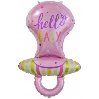 Фольгированный шар "Соска для девочки Hello baby"