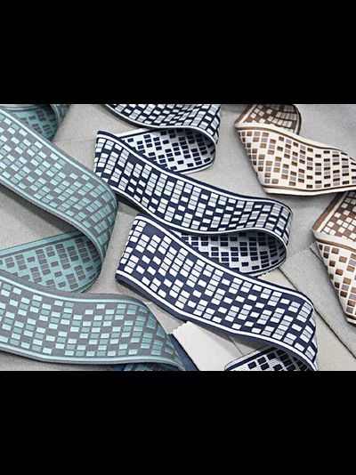 Жаккардовая отделочная лента с модерновым орнаментом "перфокартой" оптом, все цвета!