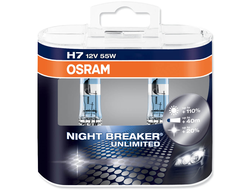 Лампа галогенная Osram H7 Night Breaker Unlimited 12V 55W, +110%, 2 шт.