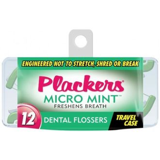 Флоссер Plackers Micro Mint с запатентованной двойной нитью Tuffloss в боксе,  Plackers, 12 шт.