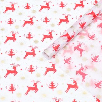 Бумага упаковочная тишью &quot;Олени в лесу&quot;, 50 х 66 см, 1 лист (7896205)