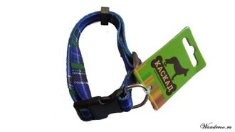 Ошейник нейлон "Клетка" с пряжкой-защелкой 15ммх33/40см, синий. Артикул: 00215009