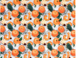 Бумага упаковочная тишью «Мандарины», 50 х 66 см, 1 лист