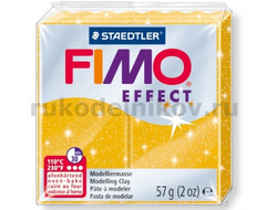 полимерная глина Fimo effect, цвет-glitter gold 8020-112 (золотой с блестками), вес-57 гр