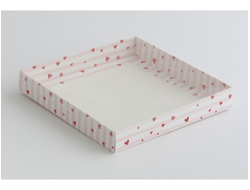 Коробка 20*20*3 см с прозрачной крышкой, валентинка