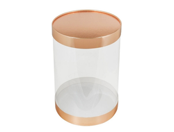 Коробка для торта прозрачная / тубус, диаметр 160 * высота 220 мм, ЗОЛОТАЯ (022582)