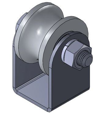 Ролик металл d.50 под трубу d. 1/2&quot; (d 20мм) на платформе. Артикул Р3514