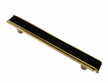 Ручка-скоба  RK-155, 96 мм, золото/черная кожа