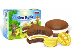 Шоколадный бисквит, прослоенный суфле и начинкой со вкусом манго «Ben Beni»