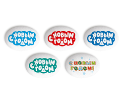 Медальоны овальные Новый Год надписи 35 * 25 мм, 3 шт