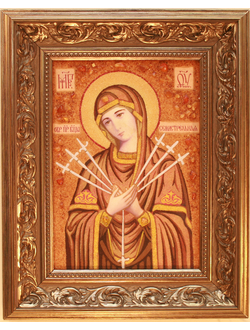 Икона из янтарной крошки &quot;Богородица Семистрельная&quot;
