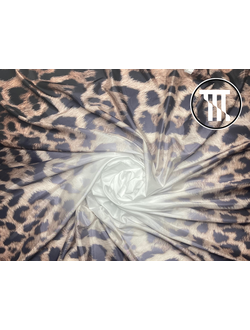 Перлшифон градиент, цв. Белый + Леопард с ворсинками (крупный)