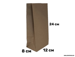 Крафт пакет Бурый (12 x 8 x 24 см) 50 гр/м