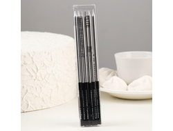 Свечи в торт &quot;Праздник&quot; ВЫСОКИЕ 16 см, 6 шт , Серебро с чёрным