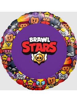 Шар фольгированный с гелием "Brawl stars Команда бойцов" Бравл старс фиолетовый 45 см