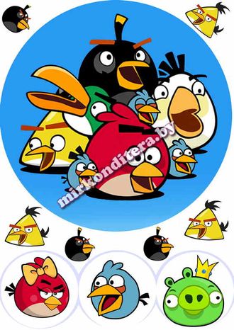 Вафельная картинка &quot;Angry Birds&quot;, круг d=20 см, №3
