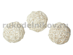 плетеный шар, материал-ротанг, диаметр-60 мм, цвет-белый