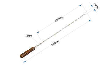 Шампур "Универсальный" с деревянной ручкой для говядины и баранины (Ш5) 3х10х400 (Цена за штуку)