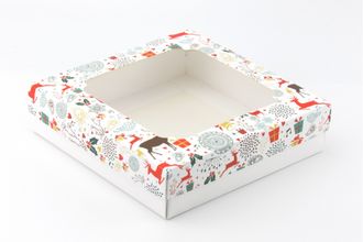 Коробка подарочная С ОКНОМ 20*20* высота 5 см, Олени