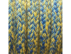 Плоский шнур с оплёткой Kewlar — Pes HT, цвет голубой — жёлтый, диаметр 12 мм
