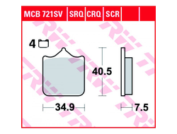 Тормозные колодки TRW MCB721SV для Ducati // KTM (Sinter Street SV)