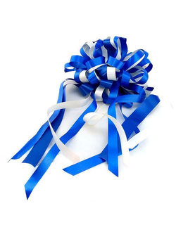 Подарочный Бант-шар Пастель "Комбо" Синий с белым, 11 см /d-38,5 см