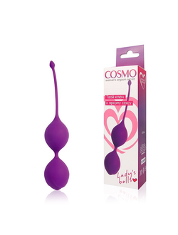 Фиолетовые двойные вагинальные шарики Cosmo с хвостиком для извлечения