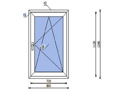 Окно ПВХ поворотно-откидное Rehau Blitz 800х1200 мм