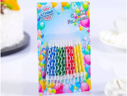 Свечи для торта с подставками (Ромбики), набор 12 шт, 6 см