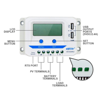 Контроллер заряда PWM EPSolar VS1024АU (10A,12/24V)