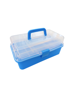 Ящик рыболовный двухполочный 33х19х14см (прозрачная крышка) синий