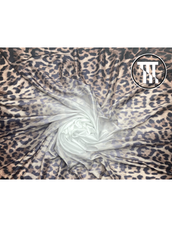Перлшифон градиент, цв. Белый + Леопард с ворсинками