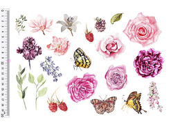 Фетр с рисунком "Цветы и бабочки" 1,2мм