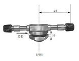 15151 Металлический вентиль (два вентильных выхода) для б/к грузовых колес, D=15,7 мм