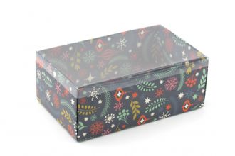 Коробка подарочная ВЫСОКАЯ 2П-В с Прозрачной крышкой (18*11* выс 7 см), Новогодняя Ночь